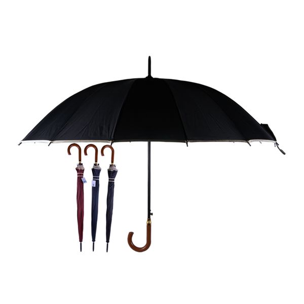 48 Units of Umbrella White Rim Wooden Handle Umbrellas & Rain Gear