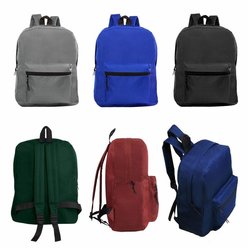 24 Units of 15" Kids Basic Backpack In 6 Assorted Colors Backpacks 15
