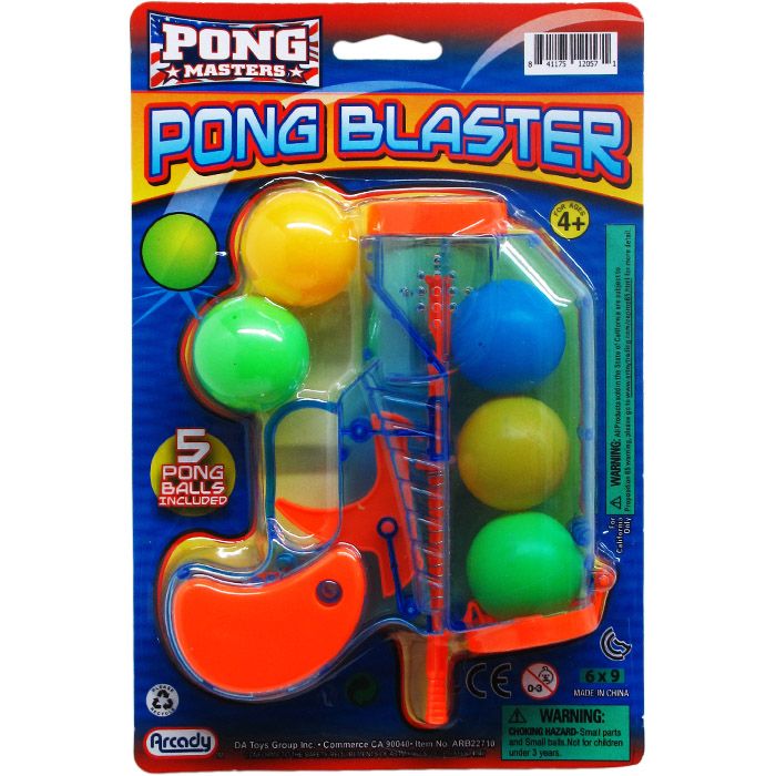 96 Units of 6" PING PONG TOY GUN W/ 5PC BALLS ON BLISTER CARD, 2 ASSRT
