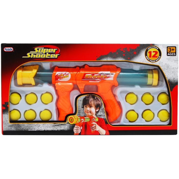 12 Units of 14" Toy Foam Gun W/ 12pc Foam Ball Set In Window Box Toy