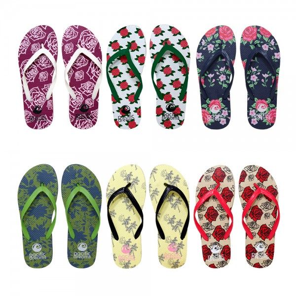 96 Units of Women's Floral Printed Flip Flops Assorted Colors - Women's ...