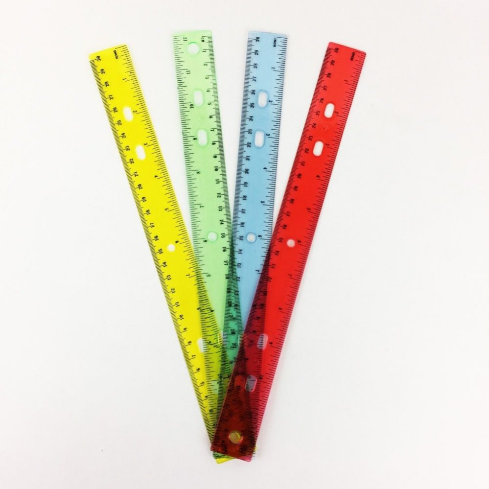 240 Units of 12 Inch Translucent Rulers In 4 Assorted Colors Rulers