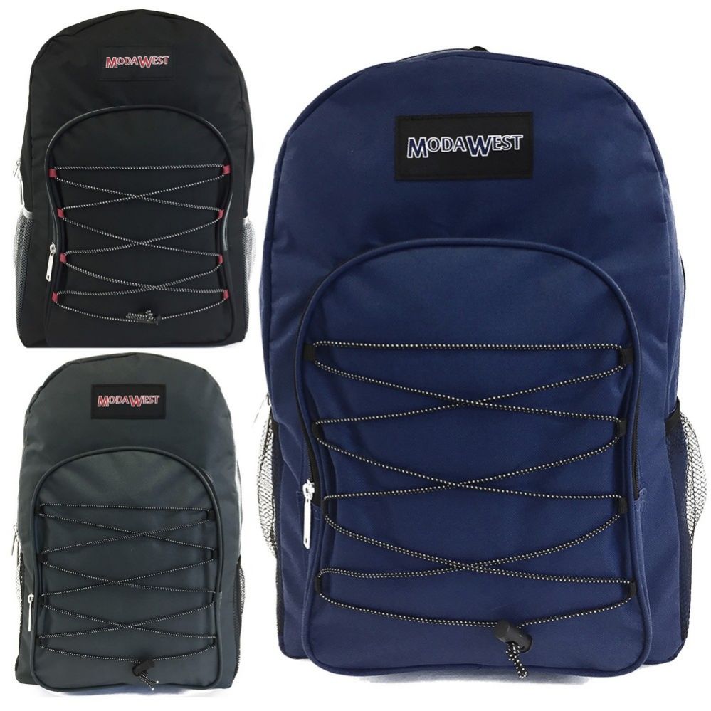 24 Units of 19" Bungee Design Backpacks In 4 Assorted Colors