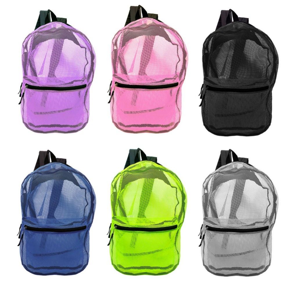 24 Units of 17" Mesh Backpacks In 6 Assorted Colors Backpacks 15" or