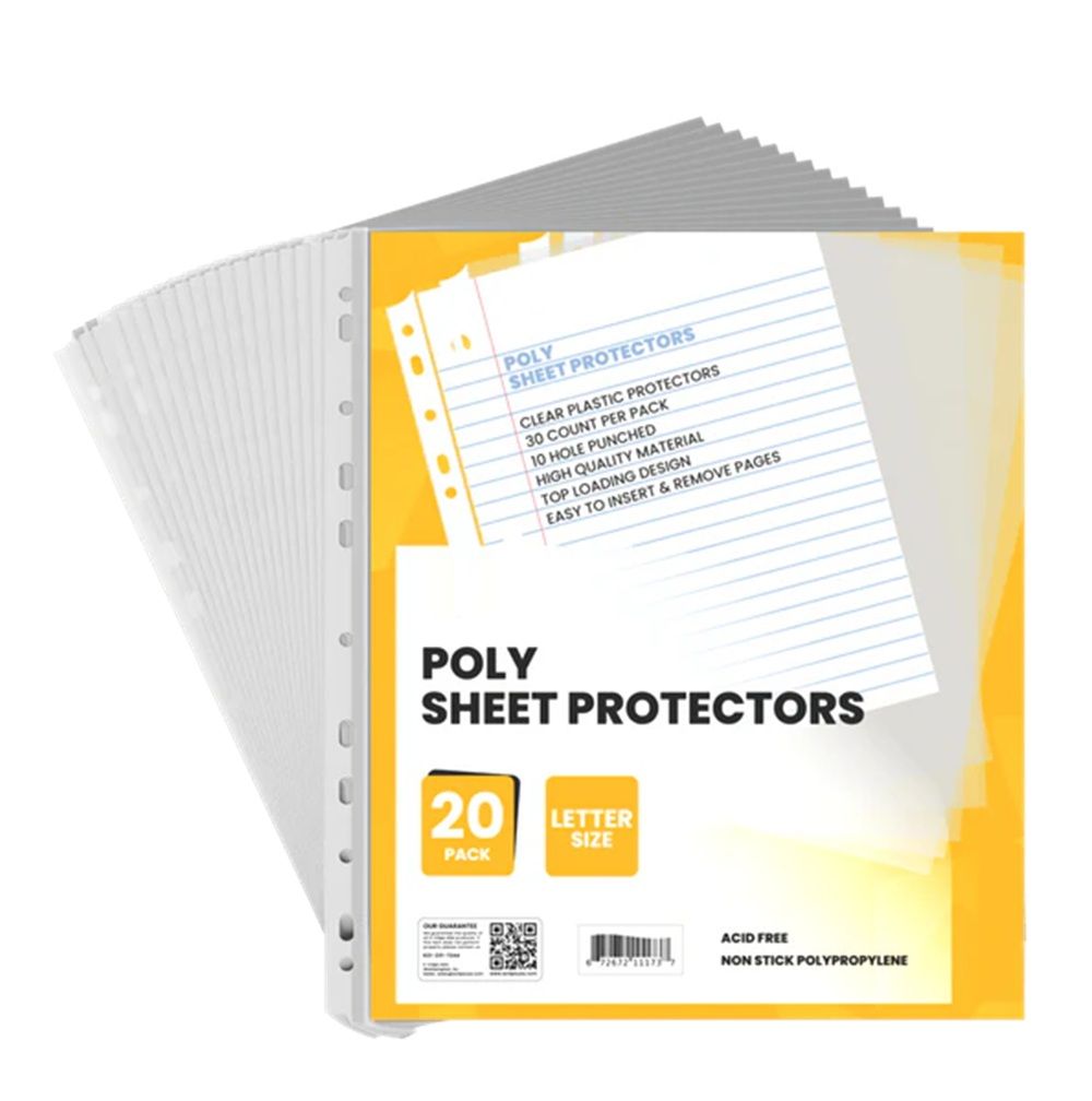 72 Units of Sheet Protectors 20 Ct. 9" X 11" Sheet protector at