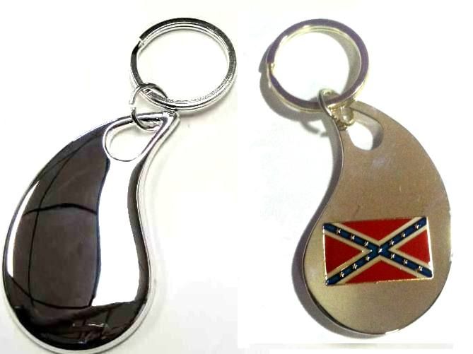 36 Units of 2.5" Metal Keychain With Brass Rebel Flag Insignia