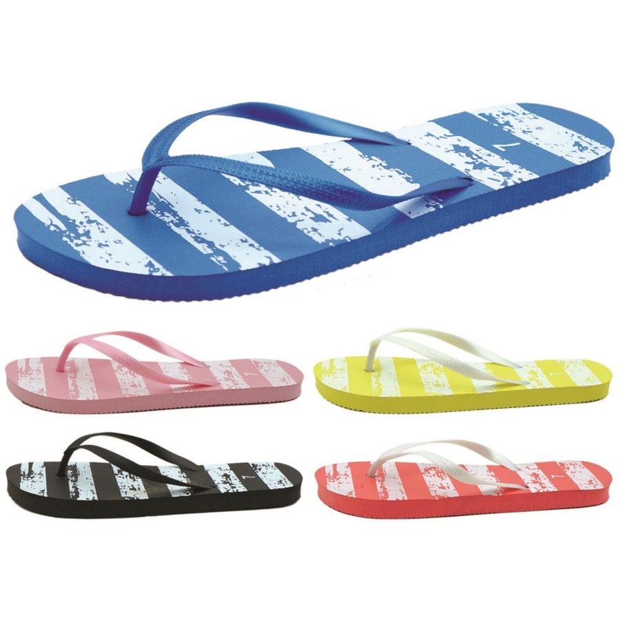 striped flip flops