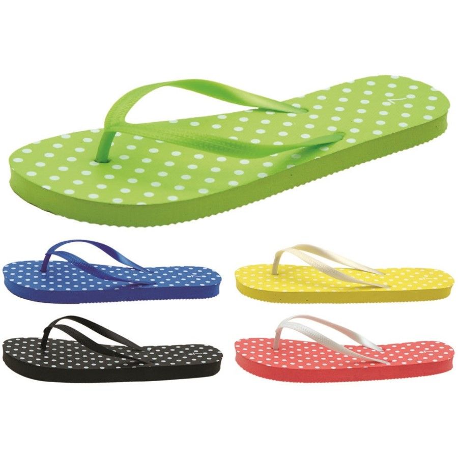 60 Units of Women's Polka Dot Printed Flip Flops - Women's Flip Flops ...