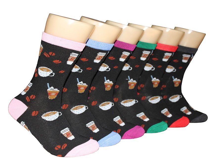 360 Units of Women's Novelty Crew Socks Coffee Print Size 911