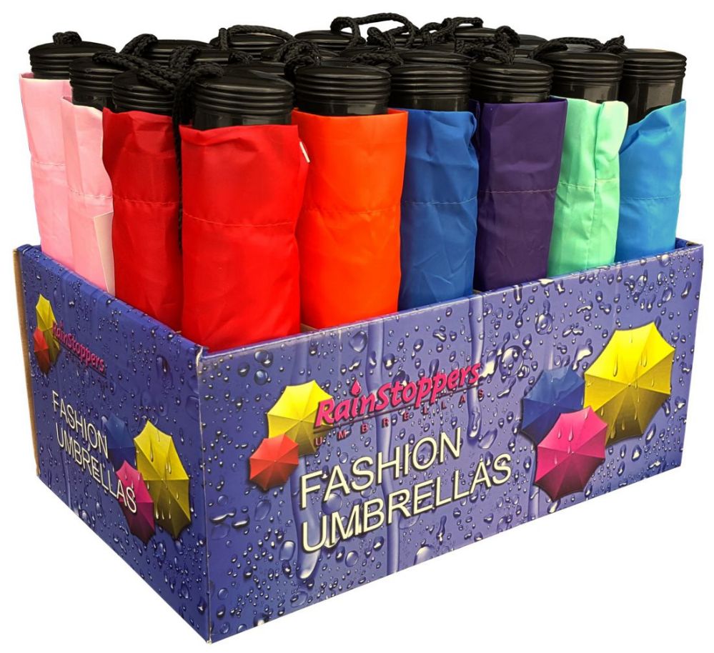 24 Units of 42" Manual Assorted Mini Umbrellas In Display Umbrellas