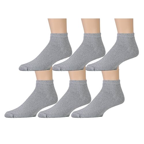 6 Units of Yacht & Smith Men's Premium Cotton Sport Ankle Socks Size 1013 Solid Gray Mens