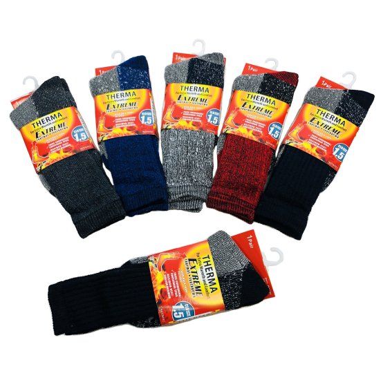 36 Units of Men's Thermal Crew Socks 1013 [assorted] Mens Thermal Sock at