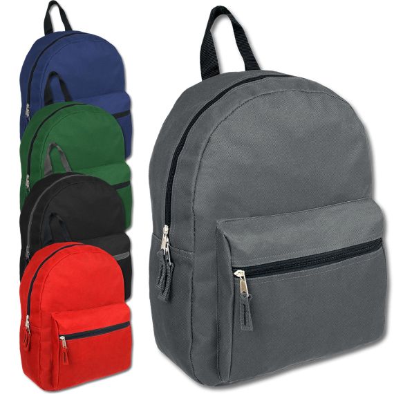 24 Units of 15 Inch Basic Backpack 5 Assorted Colors Backpacks 17