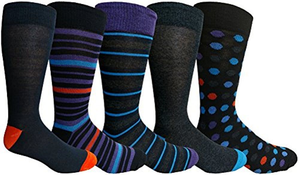 Yacht&smith 5 Pairs Of Mens Dress Socks, Colorful Fun Pattern Design