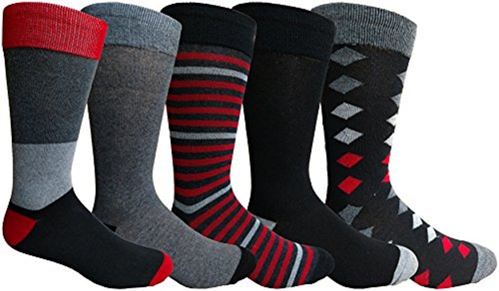 Yacht&smith 5 Pairs Of Mens Dress Socks, Colorful Fun Pattern Design, Casual (assorted b) Mens
