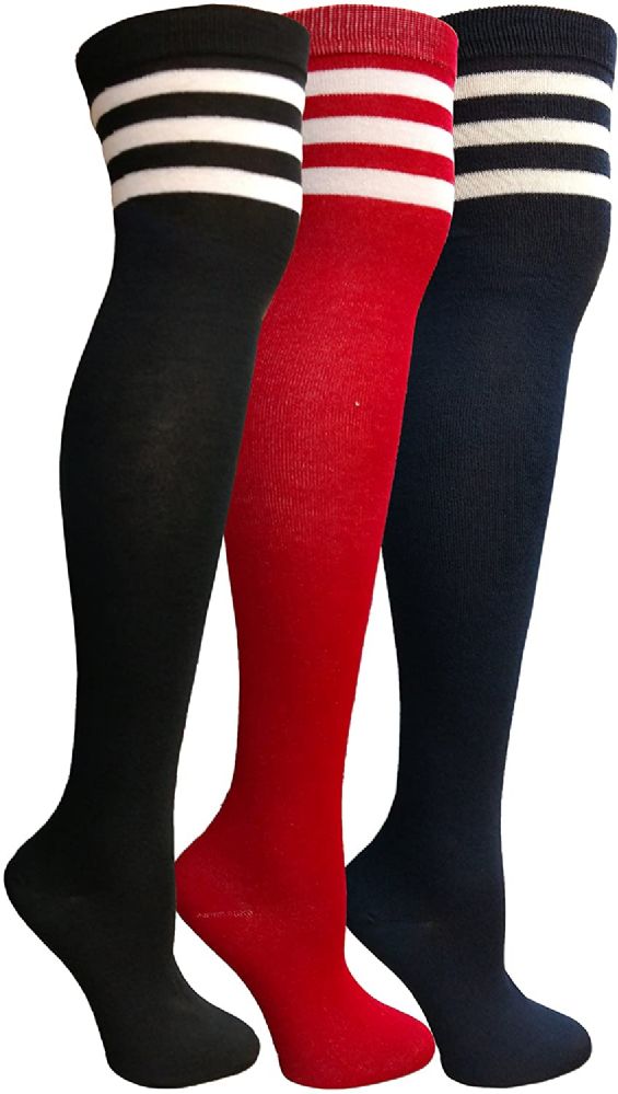 red and black knee socks