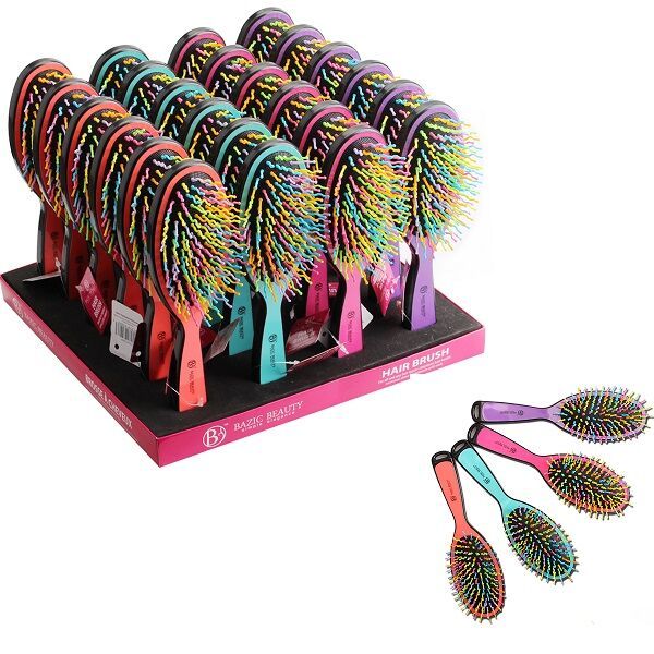 24 Units of Hair Brush Display Assorted Colors Hair Brushes & Combs