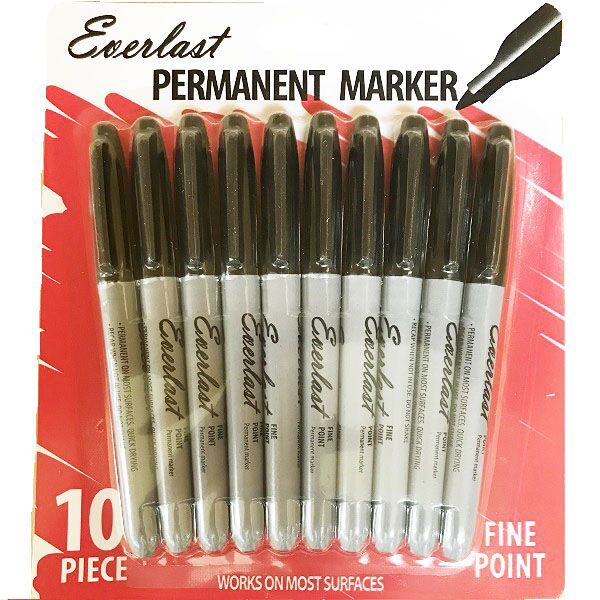 60 Units of 10 Piece Permanent Marker Black Color Markers and Highlighters at