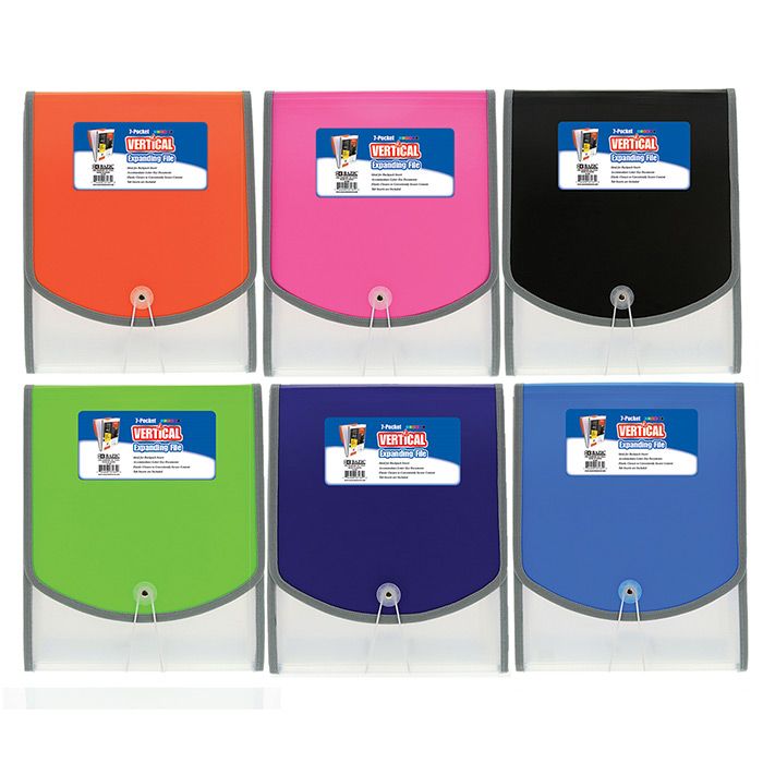 24 Units of Bazic 7Pocket Letter Size Vertical Poly Expanding File