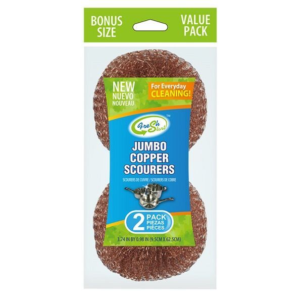 24 Units of 2 Pack Jumbo Copper Scourer Scouring Pads & Sponges at