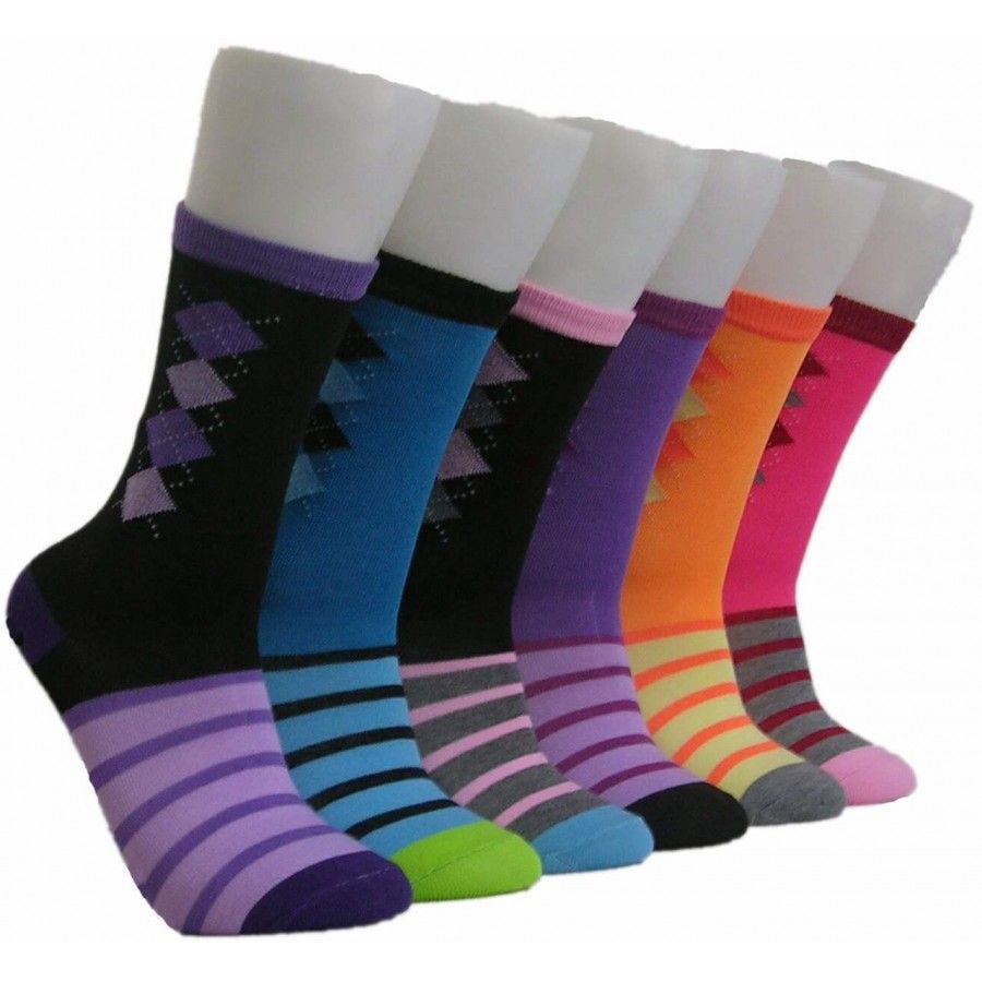 360 Units of Women's Argyle Crew Socks Womens Crew Sock at