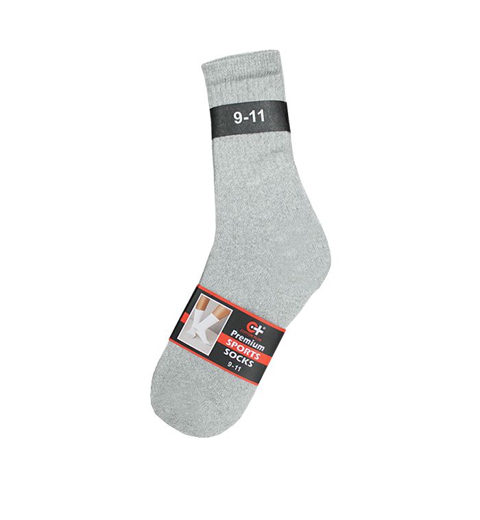 120 Units of Men's Grey Sport Crew Socks , Sock Size 1013 Mens Crew