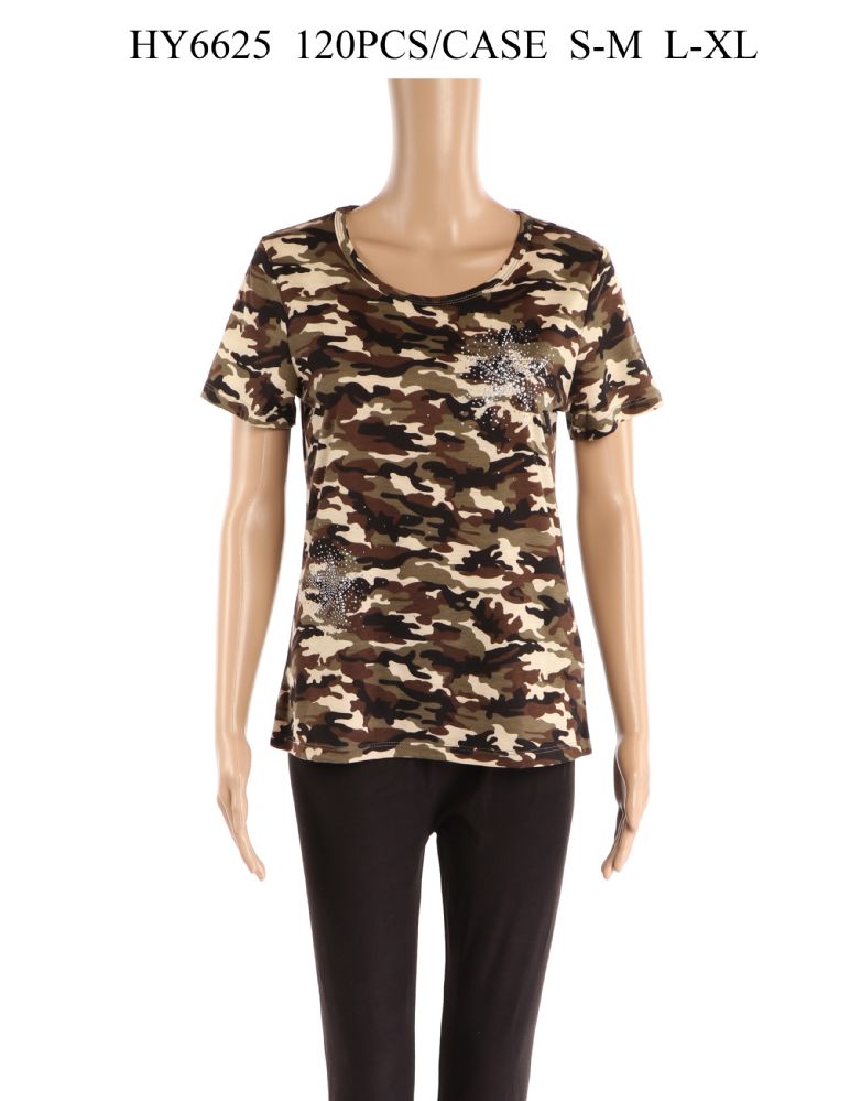 24 Units of Womens Fashion Camo Top With Shimmer - Womens Fashion Tops ...