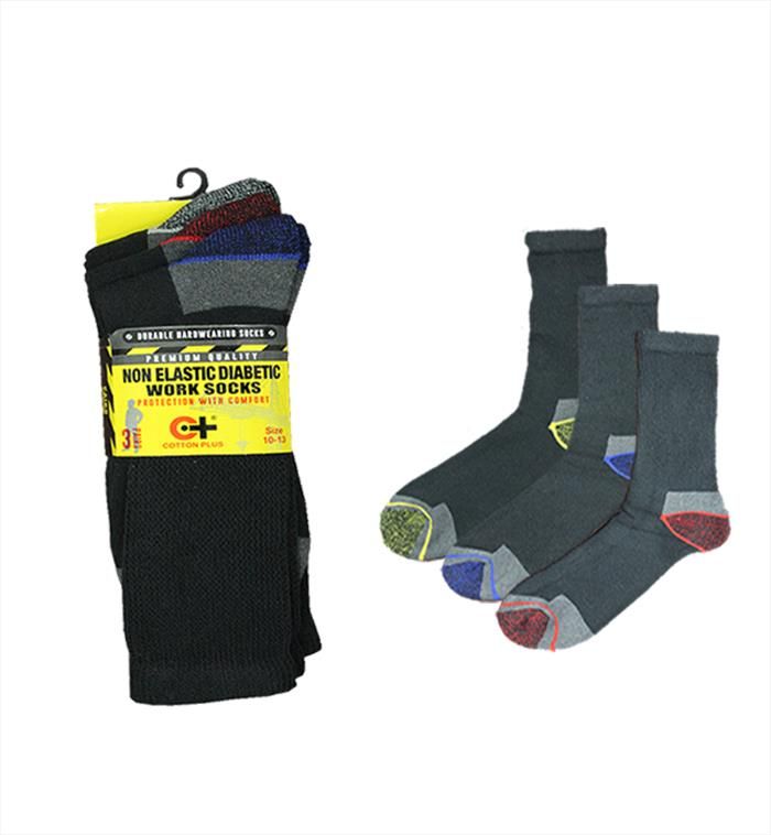 96 Units of Men's Assorted Color Diabetic Work Sock Men's Diabetic