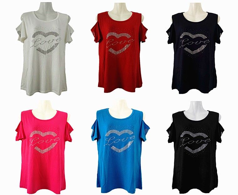 48 Units of Womens Assorted Color Love Tee Shirt Women's TShirts