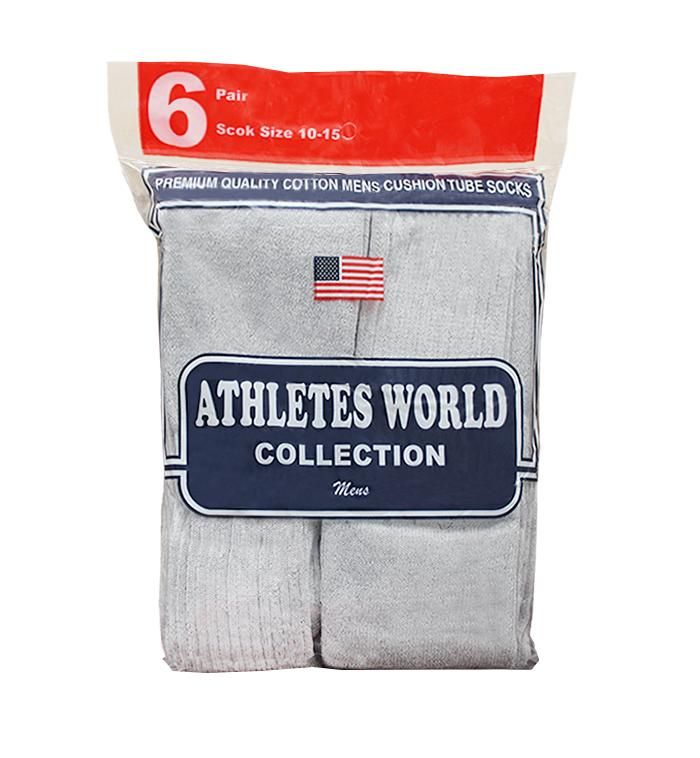 120 Units of Men's 6 Pair Pack Heather Grey Over The Calf Tube Sock