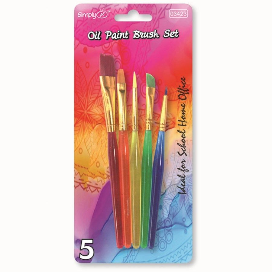 96 Units of Five Piece Oil Paint Brush Set Paint, Brushes & Finger