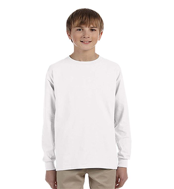 24 Units of Youth White Long Sleeve TShirt, Size Medium Boys T