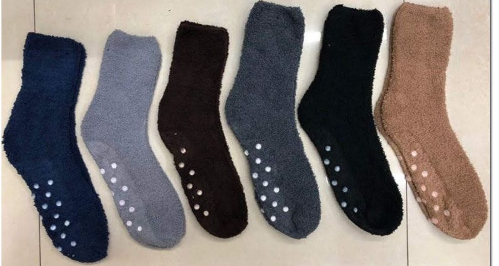 180 Units of Mens Solid Color Fuzzy Socks With Gripper Bottoms Men's Fuzzy Socks at