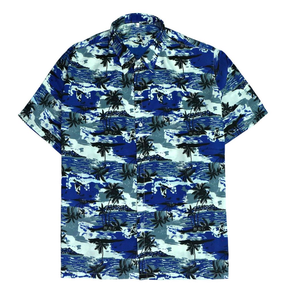 12 Units of Men's Hawaiian Navy Blue Shirt Plus Size, Size 2xL-4xl ...
