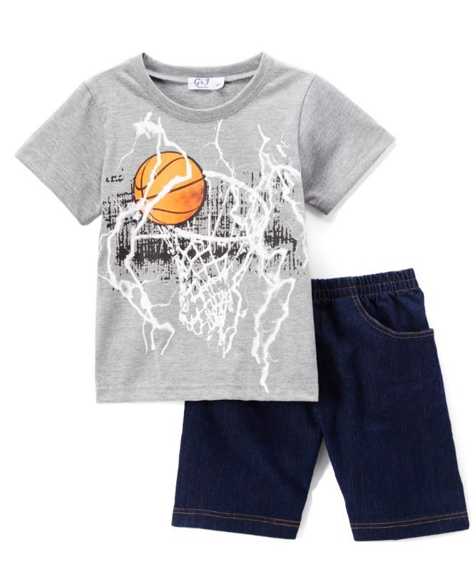 6 Units of Boys Graphic Tshirt And Denim Short SeT Size 4/5 7/8