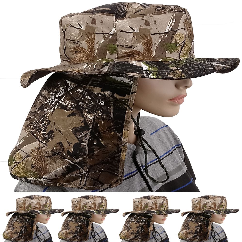 camo boonie hat with neck flap
