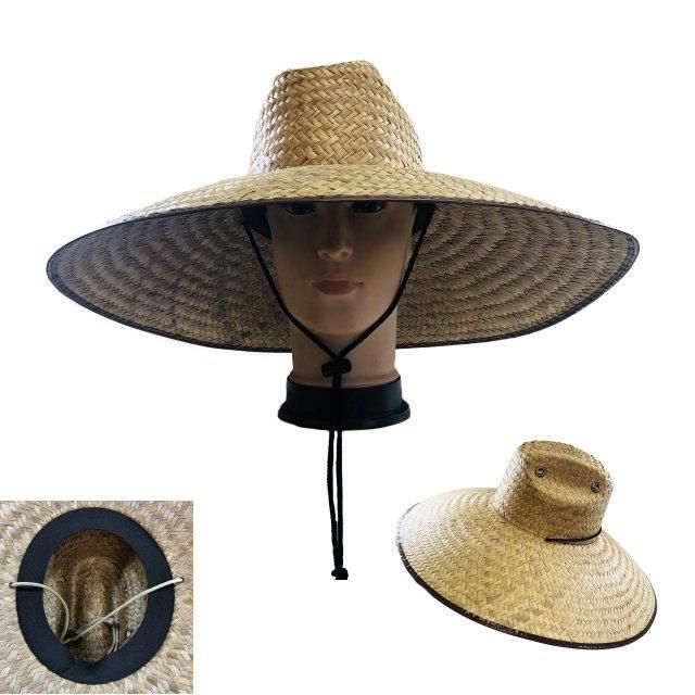 20 Units of Super Large Brim Straw Sun Hat [vented] Brown Trim Cowboy