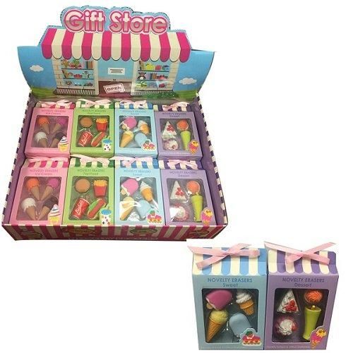 36 Units of Four Pack Fun Take Apart Erasers Food Erasers at