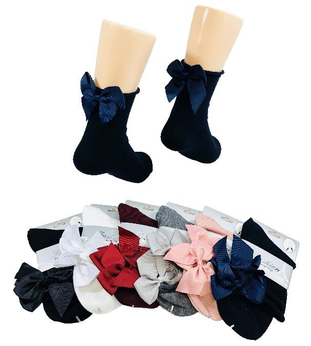 36 Units of Ladies Fashion Socks Rolled Top With Bow Womens Dress