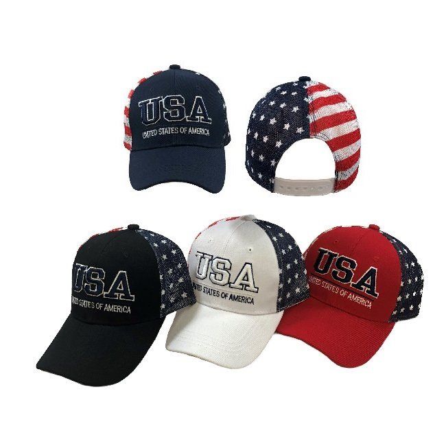 36 Units of Usa United States Of America Ball Cap Flag Mesh Back