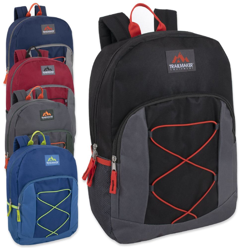 24 Units of Trailmaker 17 Inch Bungee Backpack With Side Pocket - 5 ...