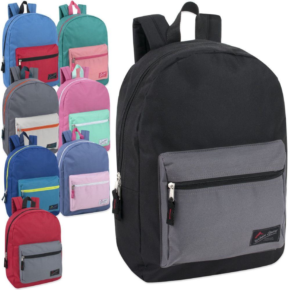24 Units of Urban Sport 17 Inch Color Block Backpack Backpacks 17