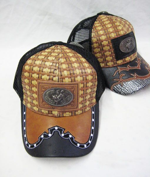 36 Units of Metallic Bull Rider Straw Baseball Cap Baseball Caps