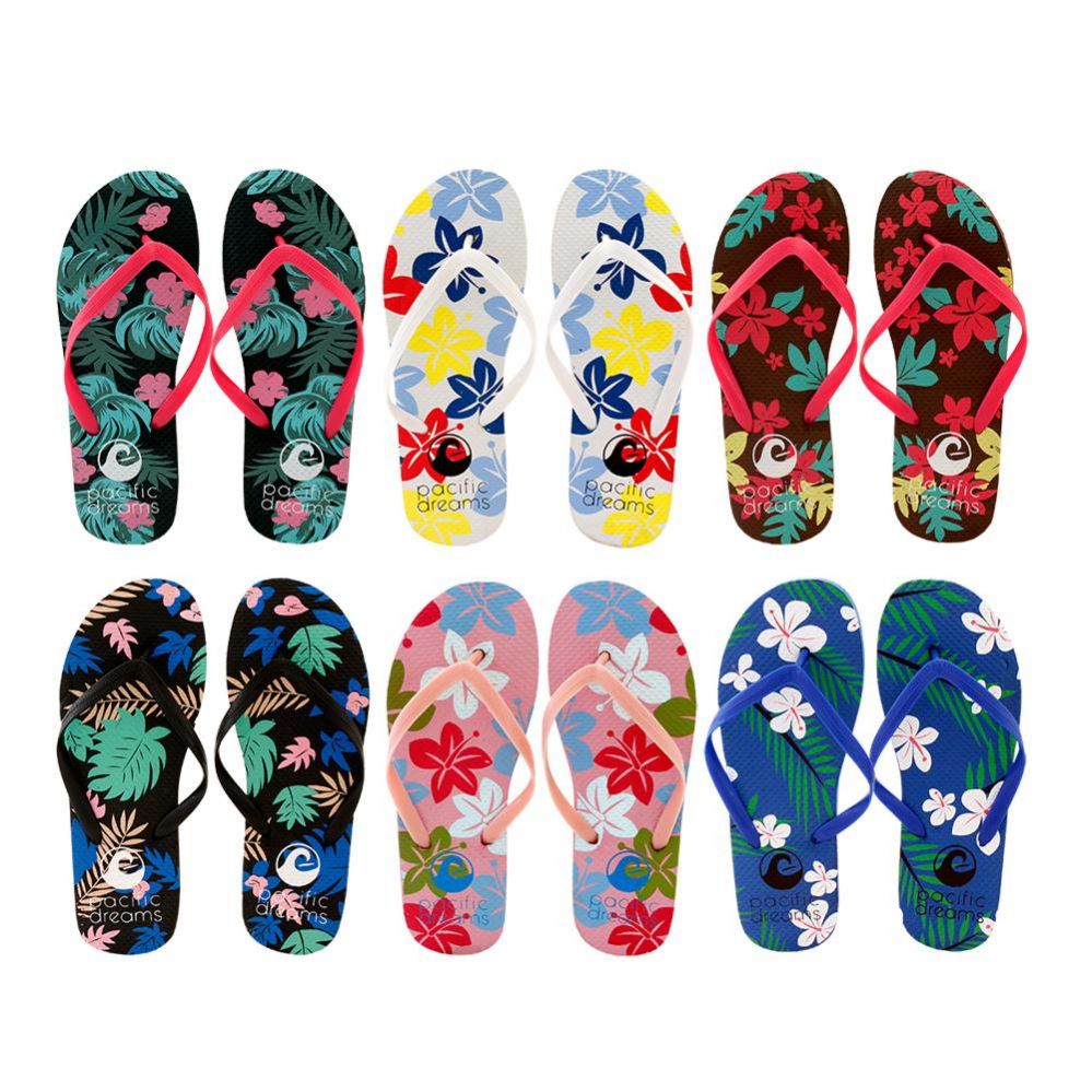 96 Units of Women's Floral Flip Flops - Women's Flip Flops - at - alltimetrading.com