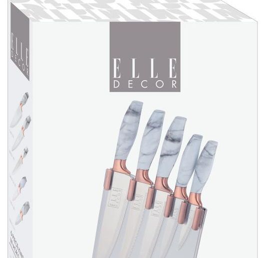 6 Units of Marble 5 Piece Knife Block Set Kitchen Knives at