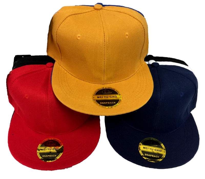 24 Units of Blank Solid Color Snap Back Flat Bill Baseball Caps