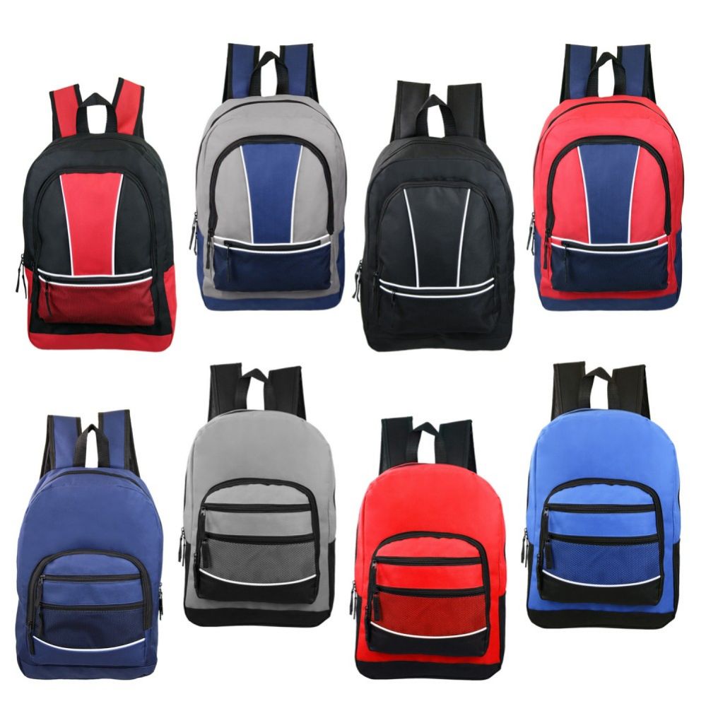 24 Units of 17" Wholesale Kids Sport Backpacks In 8 Assorted Styles