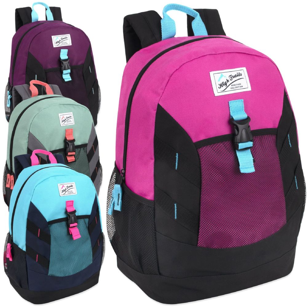 24 Units of High Trails 18 Inch Clip Pocket Backpacks Girls