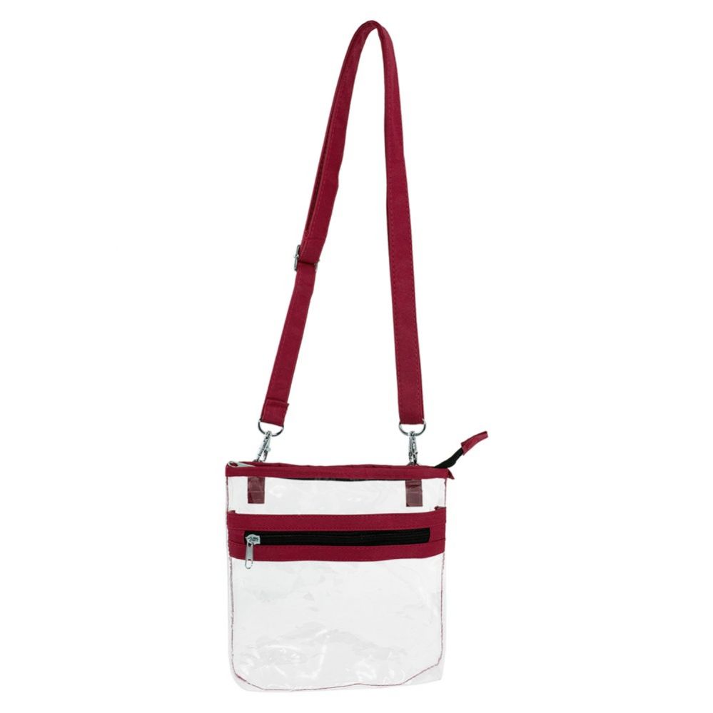 24 Units of Clear Pvc Transparent Women's Crossbody Bag In Burgundy