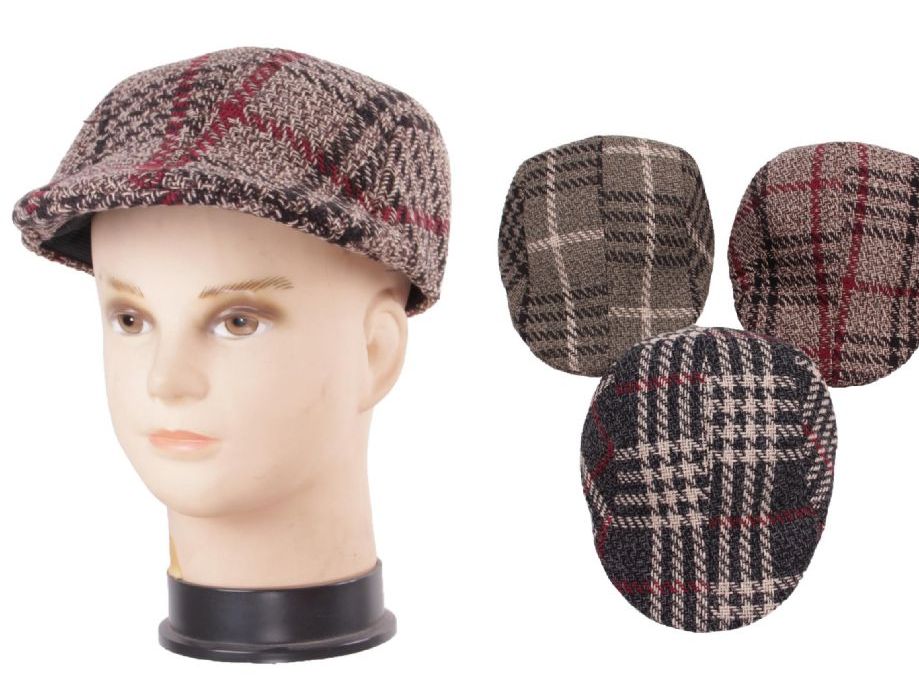 48 Units of Men's Plaid Driver Cap Fedoras, Driver Caps & Visor at